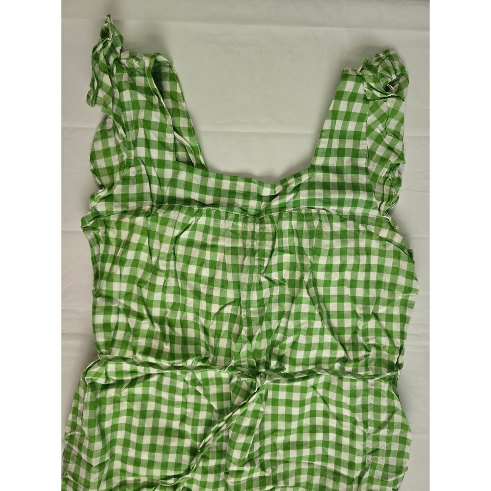 Draper James RSVP Green Gingham Tiered Midi Dress Cotton Ruffle Strap Size M - Picture 7 of 16
